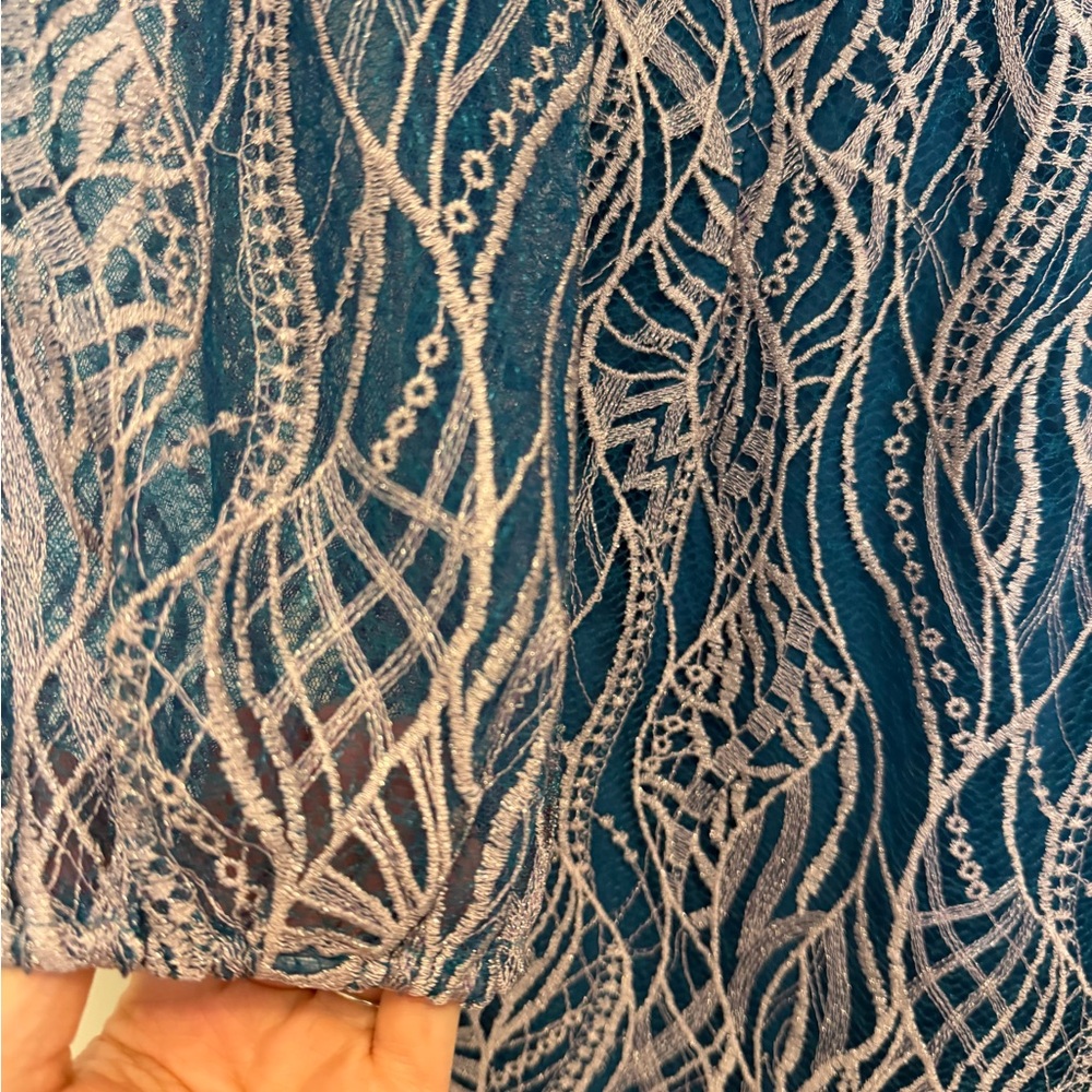 JS Collections Elegant Blue Silver Thread Dress - image 4